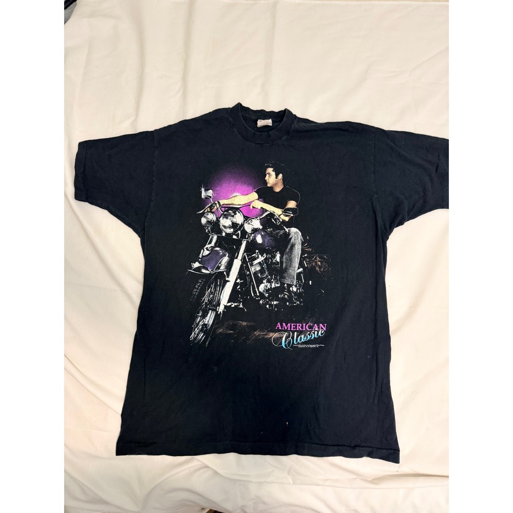 Vintage 1992 Elvis Presley American Classic T-Shirt XXL Black Motorcycle USA